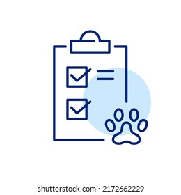 Animal clinic medical check up. Pixel perfect, editable stroke line art icon