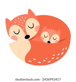 In: Animal Clipart. Happy Mothers Day Clipart. Mutter und Baby Tiere im Cartoon flachen Stil, perfekt für Scrapbooking, Aufkleber, Tags, Grußkarten, Einladungen, Poster. Handgezeichnete Vektorgrafik.