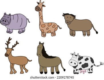 Animal Clipart Isolated Animal Doodle Animal Stock Vector (Royalty Free ...