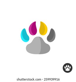 Animal Cmyk Colors Symmetric Paw Print