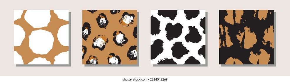 Animal coat style repeat seamless pattern set. 