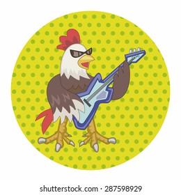 animal cock playing instrument cartoon theme elements