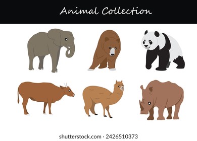 Animal collection. Cartoon style. Vector illustration isolated on white background.