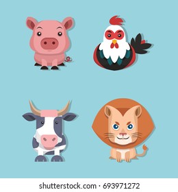 Animal collection with flat vector style.