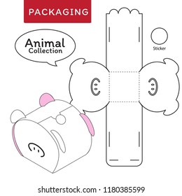 Animal collection vector Illustration of Box.Package Template. Isolated White Retail Mock up.