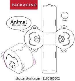 Animal collection vector Illustration of Box.Package Template. Isolated White Retail Mock up.