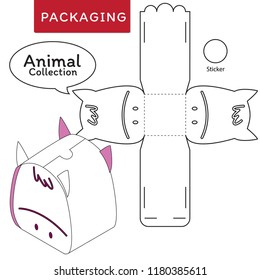 Animal collection vector Illustration of Box.Package Template. Isolated White Retail Mock up.