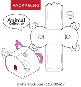 Animal collection vector Illustration of Box.Package Template. Isolated White Retail Mock up.