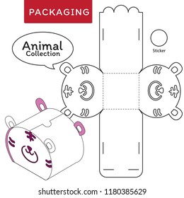 Animal collection vector Illustration of Box.Package Template. Isolated White Retail Mock up.