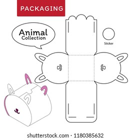 Animal collection vector Illustration of Box.Package Template. Isolated White Retail Mock up.