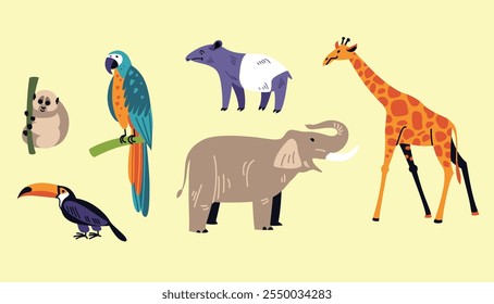 Ilustración vectorial de colección animal con un concepto de diseño elegante y simple