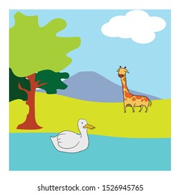 animal coloring book of giraffe