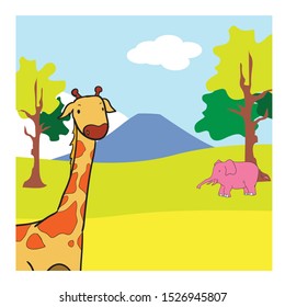 animal coloring book of giraffe