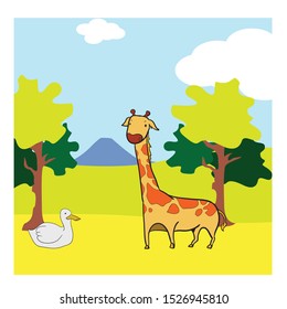 animal coloring book of giraffe