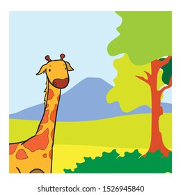 animal coloring book of giraffe