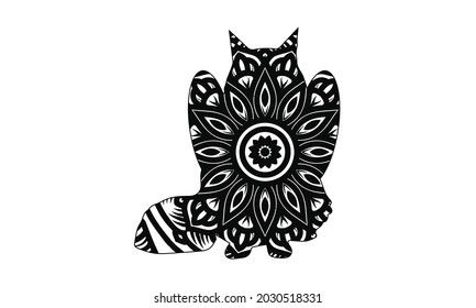 Animal coloring book page for adults. flower cat book page.