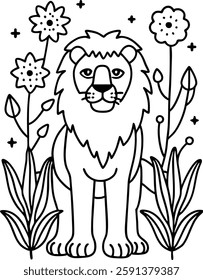 Animal Coloring Book Page Illustration Design