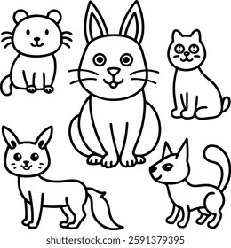 Animal Coloring Book Page Illustration Design