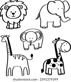 Animal Coloring Book Page Illustration Design