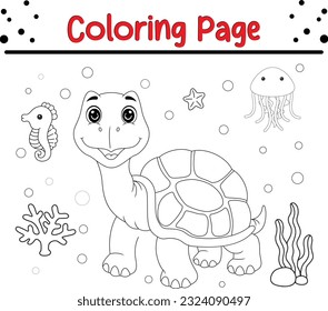 animal coloring page carton turtle