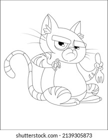 Animal coloring page cat coloring page line art vector art animal line art for kids