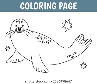 Animal coloring page, cute print with line seal. Printable worksheet with solution for school and preschool. 