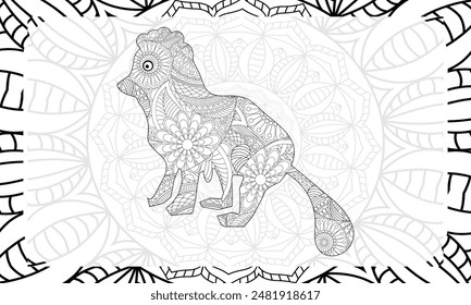 Animal coloring pages. Cute yorkshire terrier and dachshund. Line art design for adult or kids colouring book in zentangle style. Vector illustration.