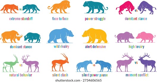 Animal Confrontations in Various Stances and Colors