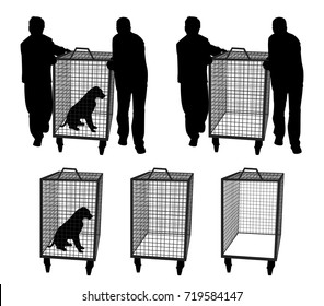 Animal Control Officers With Dog In Cage Or Empty Cage