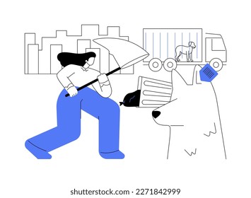 Animal control service abstract concept vector illustration. Animal population control, rescue service, catching of stray dogs and cats, dead body removal, urbanistic problems abstract metaphor.