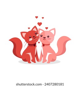 Animal couple in love concept. Cute cartoon lovers character, flat vector illustration