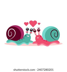 Animal couple in love concept. Cute cartoon lovers character, flat vector illustration