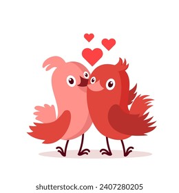 Animal couple in love concept. Cute cartoon lovers character, flat vector illustration