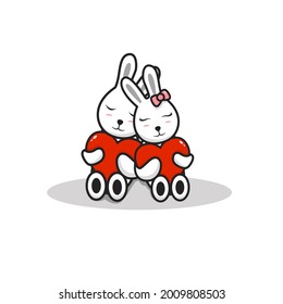 animal couple love each other cartoon vector 