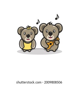 animal couple love each other cartoon vector 