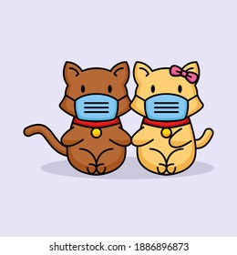 Animal couple wear face mask