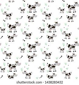 animal cow cartoon , cartoon seamless pattern background