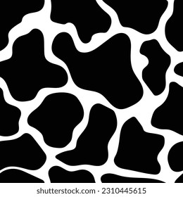 Vector Black Cow Print Pattern Animal Seamless Cow Skin Abstract