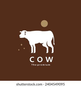 animal cow natural logo vector icon silhouette retro hipster