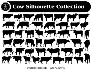 Animal Cow Silhouette Vector Collection