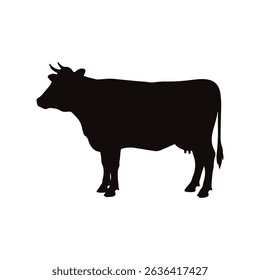 Animal cow silhouette vector flat illustration design.