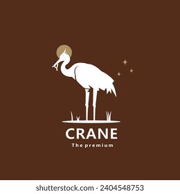 animal crane natural logo vector icon silhouette retro hipster