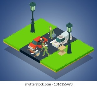 Animal crash concept banner. Isometric banner of animal crash vector concept for web, giftcard and postcard