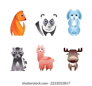 Animal Created from Overlapping Gradient Shapes Vector Set