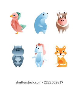 Animal Created from Overlapping Gradient Shapes Vector Set
