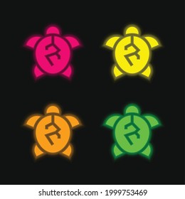Animal Cruelty four color glowing neon vector icon