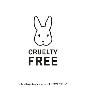 Animal Cruelty free flat icon design concept. Product not tested on animals symbol with bunny rabbit head sign. -Vector illustration.