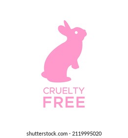 Animal cruelty free icon design symbol. Product not tested on animals sign with pink bunny rabbit. Vector illustration.