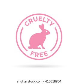 Animal cruelty free icon design. Product not tested on animals symbol with pink bunny rabbit sign. Vector illustration.