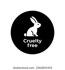 Animal cruelty free icon. Not tested on animals with rabbit silhouette symbol. Vector illustration.